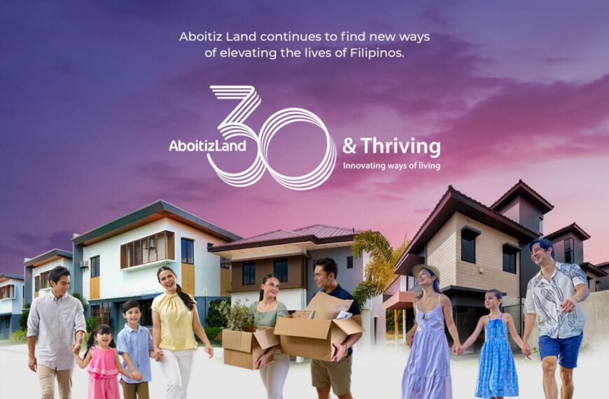 Poster showing families and their homes as part of Aboitiz Land's year-long 30th-anniversary campaign this year