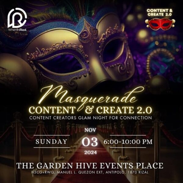 Content & Create 2.0, Masquerade Gala invitation poster