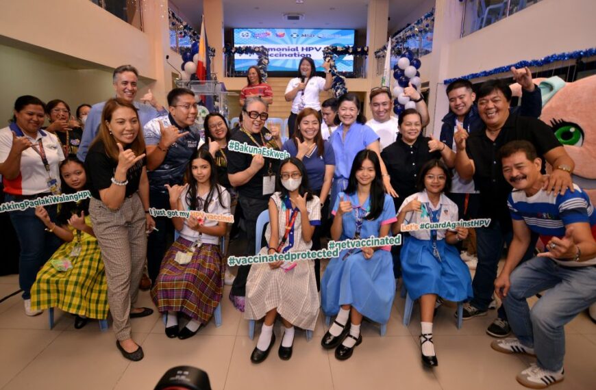 Health is a priority at Sto. Tomas in Batangas, as shown in this photo of student beneficiaries of Mayor Art Jhun Marasigan's HPV vaccination program