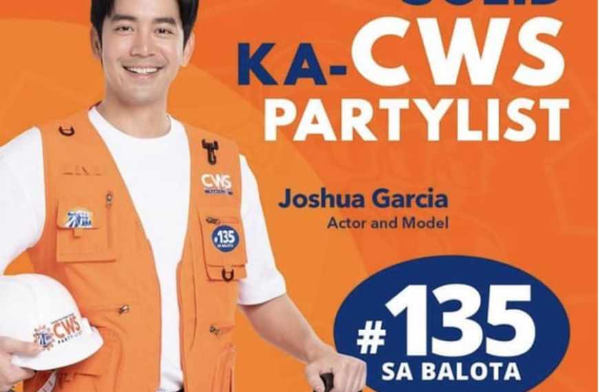 Poster of celebrity endorser Joshua Garcia for CWS party-list