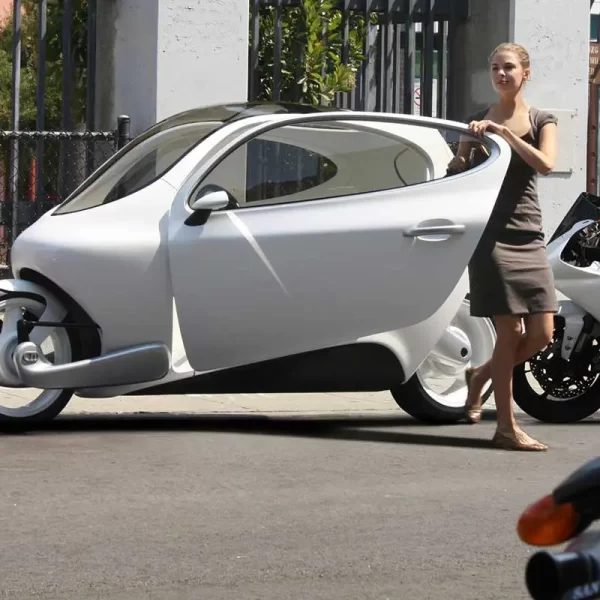 A woman is shown here getting down from her AEV