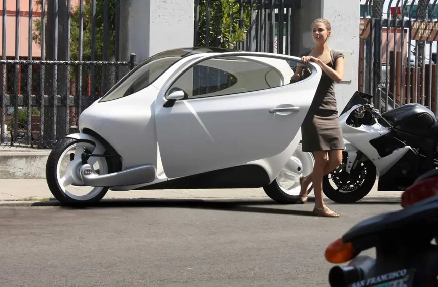 A woman is shown here getting down from her AEV