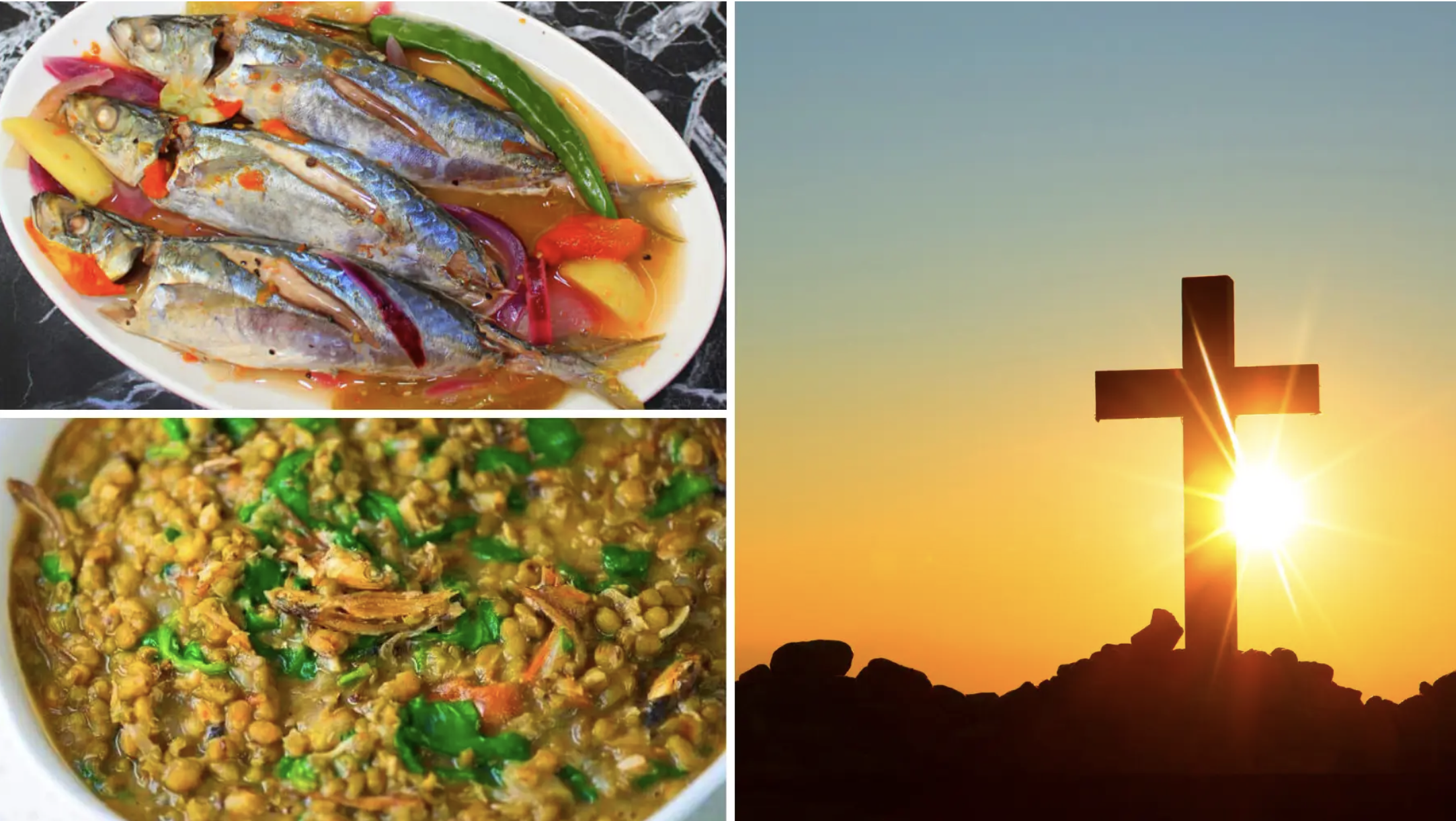 Photo of fish and mongo, which are a usual food staple during Lent