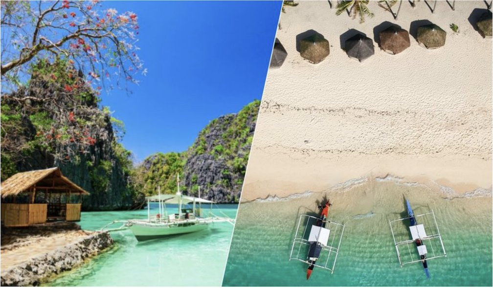 Two water sceneries featuring people on a boat as an example of Instagrammable places, and trending spots on TikTok in PH