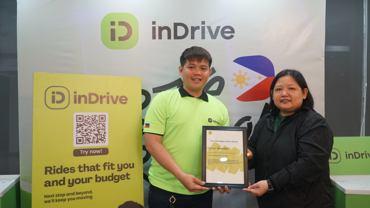 Our true heroes, in-app drivers like Jason Pamilar, shown here while receiving the "People’s Driver Award" from inDrive