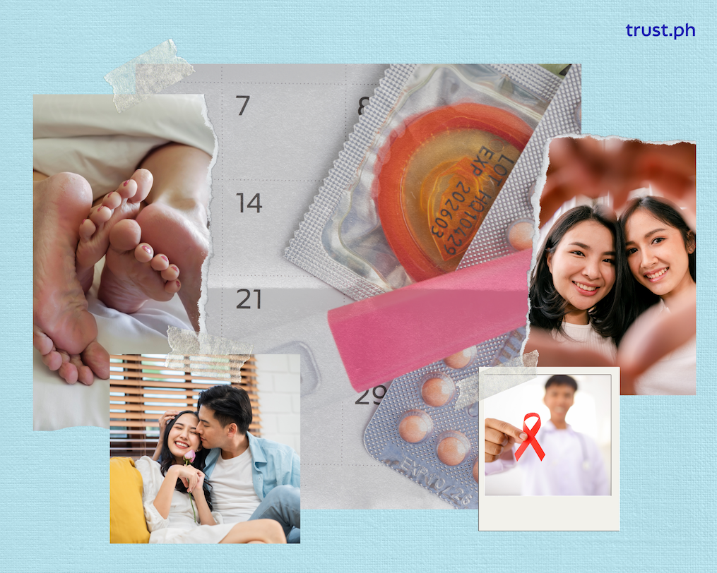 Different images of young men and women (couples) expressing intimacy to show how TRUST is championing sexual wellness for the Filipino youth