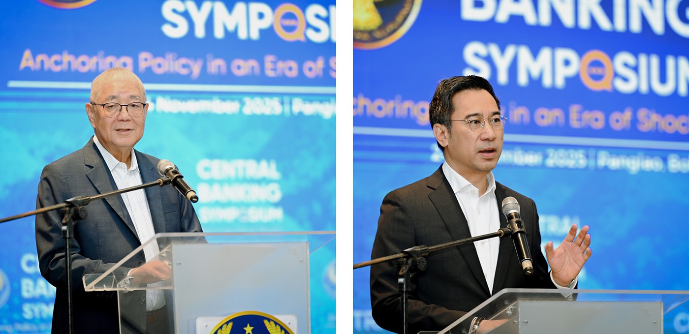 Photo shows BSP Governor Eli M. Remolona, Jr. and former Bank of Thailand Governor Sethaput Suthiwartnarueput during the Central Banking Symposium in Panglao, Bohol.