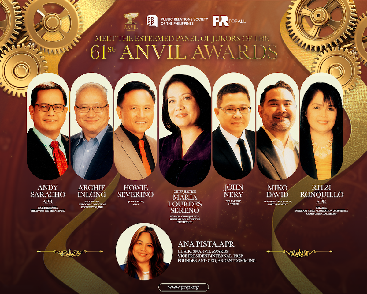 Poster showing the jury at the 61st ANVIL Awards as the program draws strong industry participation, reflect growing confidence in Philippine PR