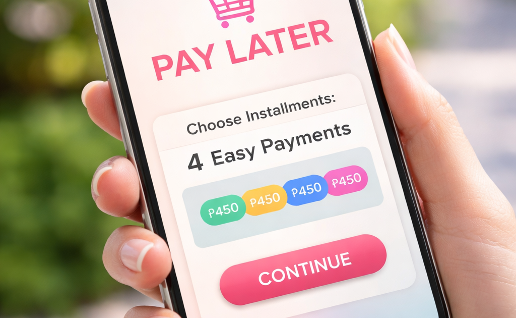 BUY NOW, PAY LATER (BNPL) SHOWING IN THE PHONE SCREEN WHILE HOLDING BY A PERSON
