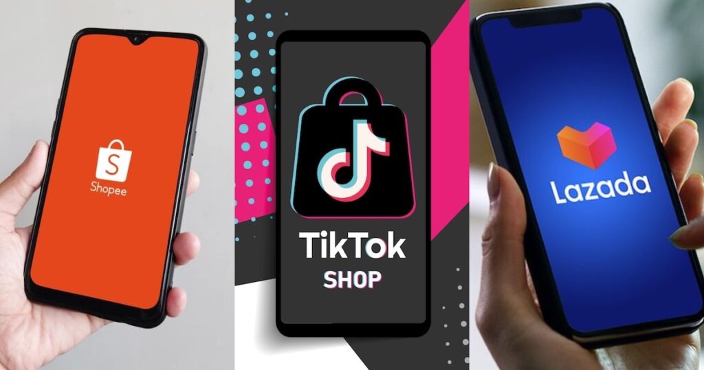 Shopee, TikTok Shop and Lazada in a user's cellphone.