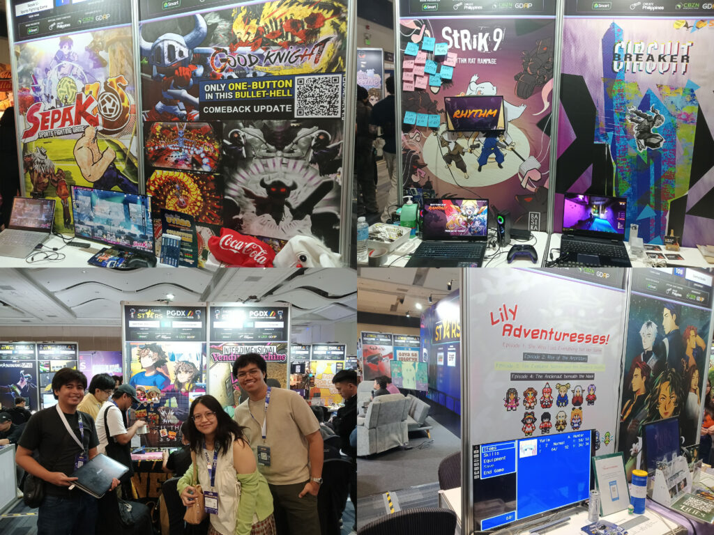 Compilation of selected booths at PGDX's "Indie Game Stars." Image Credit: Neo Magtira