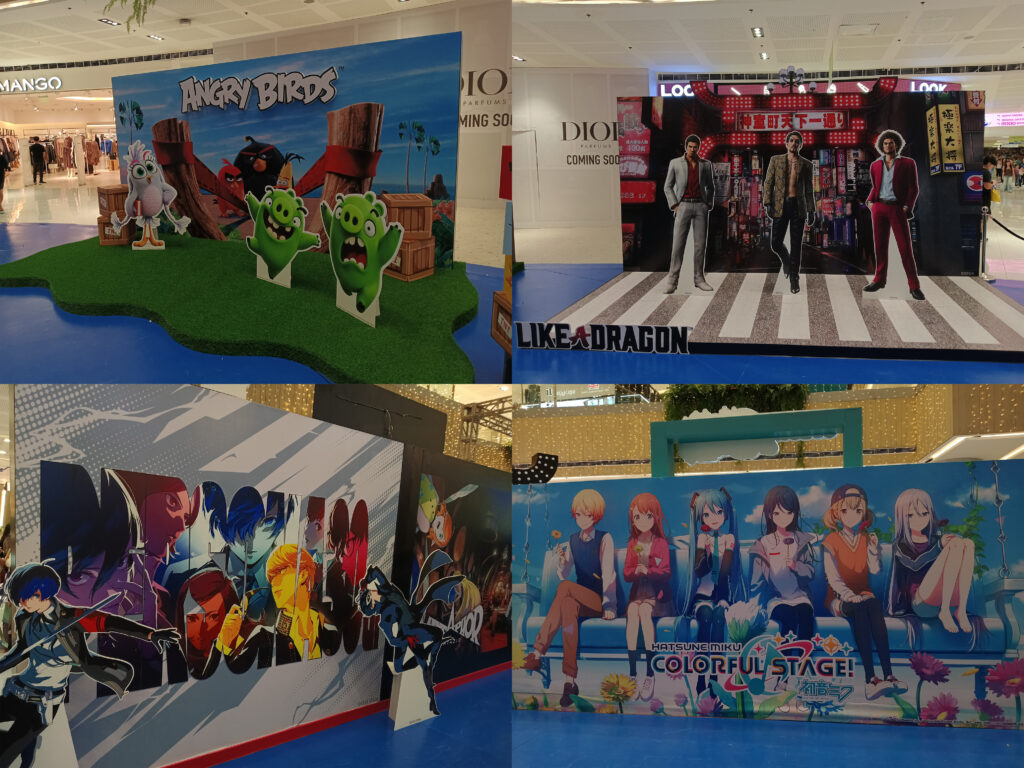 Clockwise: Angry Birds, Like A Dragon (Yakuza), Project Sekai: Colorful Stage, Persona. (Image Credit: Neo Magtira)